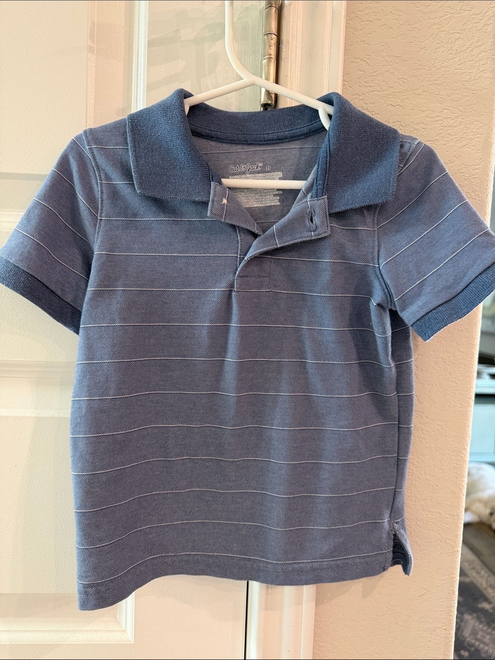 Boys Cat & Jack Blue Striped Kids Polo Shirt - 2T